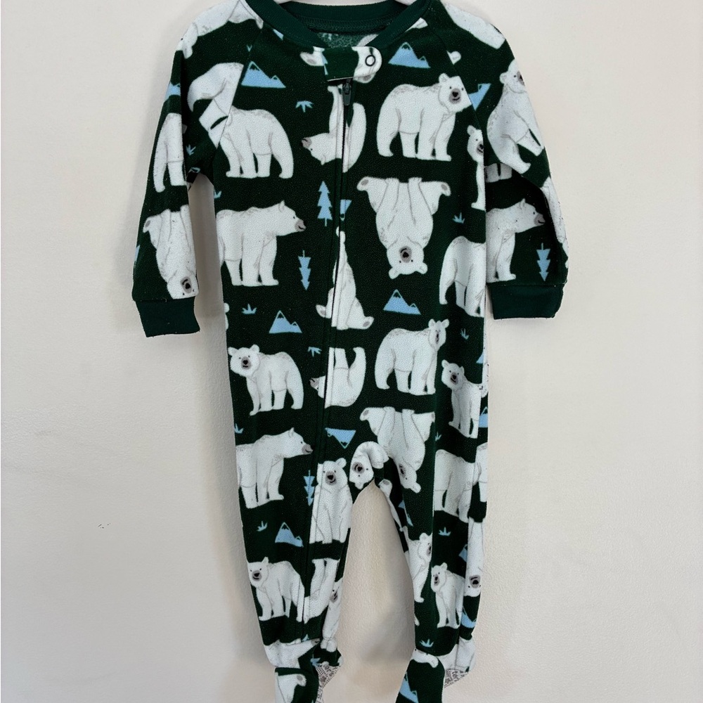 Carters Cozy Green Polar Bear Kids Fleece Sleeper